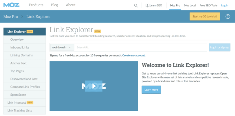 Mom.comのLink Explorerを使えば、Webサイトやページ単位のE-A-Tを間接的に調べることができます。